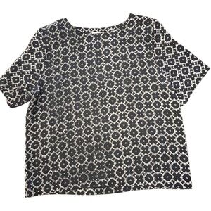 Vintage Kenneth Mitchell Womens Blouse Geometric Size 16 Stretchy Rayon Light‎